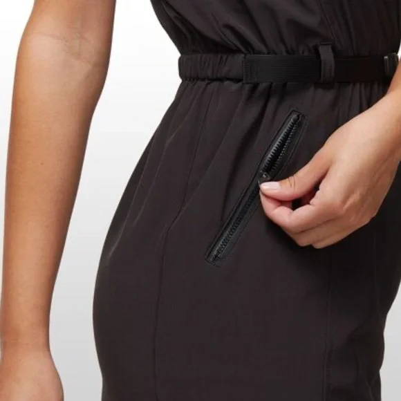 EUC [Patagonia] Fleetwith Belted Sleeveless Tank Pocketed Dress Black Women’s XL - Picture 8 of 14